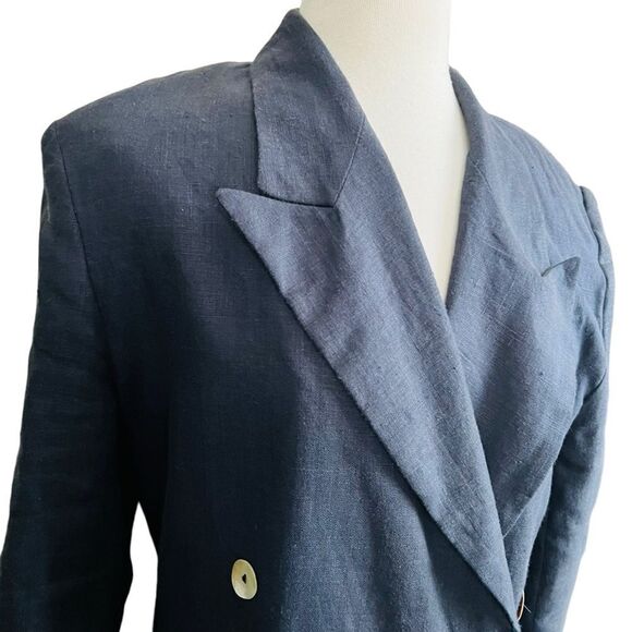 Vintage Dark Navy Oversized Linen Blazer size 12 - Picture 6 of 8